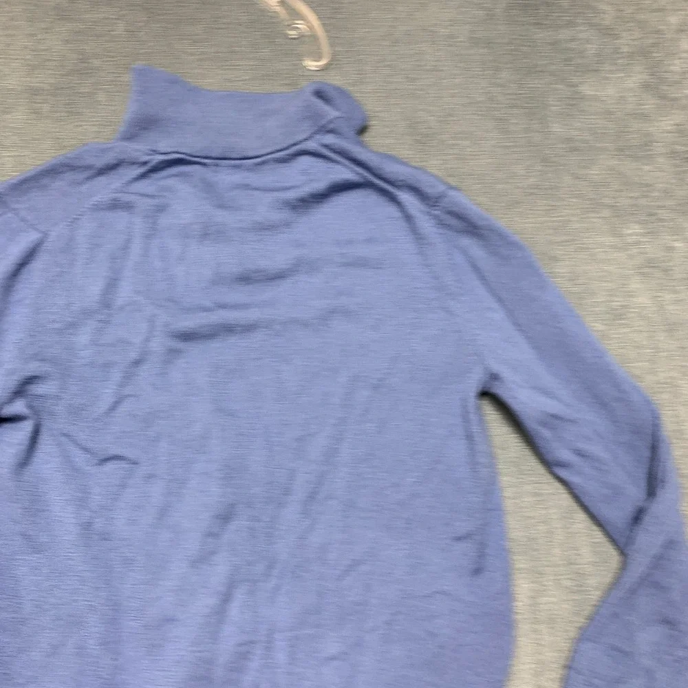 Banana Republic Sweater Mens Medium Blue Quarter Zip Mock Neck Ribbed Hem Winter